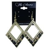 Cheetah Print Dangle-Earrings Gold-Tone & Black Colored #LQE4325