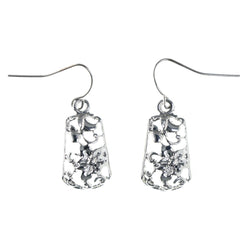 Flower Dangle-Earrings Silver-Tone Color  #LQE4326