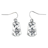 Flower Dangle-Earrings Silver-Tone Color  #LQE4326