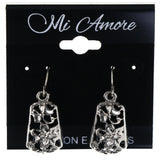 Flower Dangle-Earrings Silver-Tone Color  #LQE4326