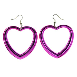 Heart Dangle-Earrings Pink Color  #LQE4330