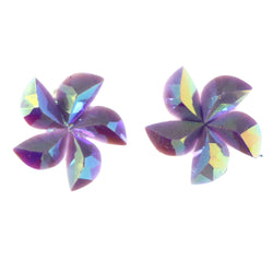 AB Finish Flower Stud-Earrings Purple Color  #LQE4332