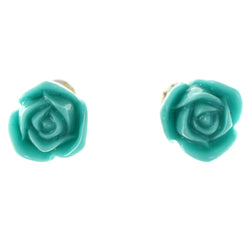 Rose Stud-Earrings Green Color  #LQE4336
