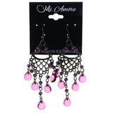 Black & Purple Colored Metal Dangle-Earrings With Bead Accents #LQE4342