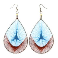 String Art Dangle-Earrings Blue & Orange Colored #LQE4351