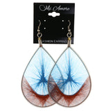 String Art Dangle-Earrings Blue & Orange Colored #LQE4351