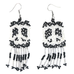 Black & White Colored Acrylic Dangle-Earrings With Bead Accents #LQE4360