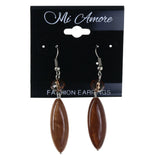 Brown & Silver-Tone Colored Metal Dangle-Earrings With Bead Accents #LQE4367