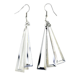 Silver-Tone Metal Dangle-Earrings With Crystal Accents #LQE4368