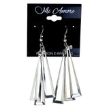 Silver-Tone Metal Dangle-Earrings With Crystal Accents #LQE4368