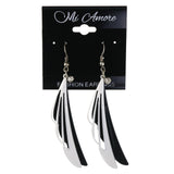 Wing Dangle-Earrings With Crystal Accents White & Black Colored #LQE4369