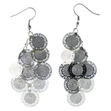 Textured Chandelier-Earrings Silver-Tone Color  #LQE4381