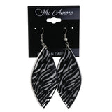 Zebra Stripe Dangle-Earrings Black & White Colored #LQE4387