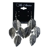 Leaf Chandelier-Earrings Silver-Tone Color  #LQE4389