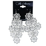 Flower Chandelier-Earrings Silver-Tone Color  #LQE4393
