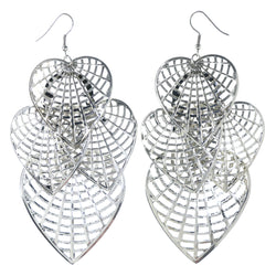 Heart Chandelier-Earrings Silver-Tone Color  #LQE4395