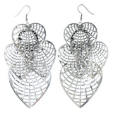 Heart Chandelier-Earrings Silver-Tone Color  #LQE4395
