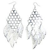 Leaf Dangle-Earrings Silver-Tone Color  #LQE4396