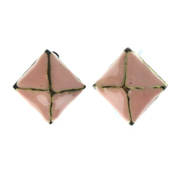 Spike Stud-Earrings Pink & Gold-Tone Colored #LQE4402