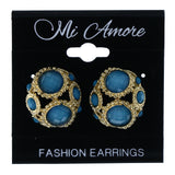 Faceted Stud-Earrings With Bead Accents Blue & Gold-Tone Colored #LQE4404