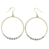 Round Rope Pattern Dangle-Earrings Crystal Accents Gold & Silver-Tone