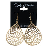 Teardrop Shape Cut Out Dangle-Earrings Gold-Tone Color  #LQE4415