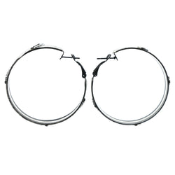 Glitter Sparkle Hoop-Earrings Silver-Tone & Black Colored #LQE4419