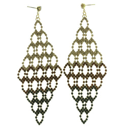 Metal Chandelier-Earrings With Crystal Accents Gold-Tone & Brown