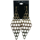 Metal Chandelier-Earrings With Crystal Accents Gold-Tone & Brown