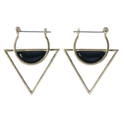 Triangle Dangle-Earrings With Bead Accents Gold-Tone & Black Colored #LQE4420
