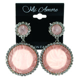 Pink & Silver-Tone Metal Dangle-Earrings Crystal Accents