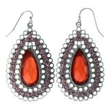 Faceted Dangle-Earrings With Crystal Accents Pink & Silver-Tone Colored #LQE4427