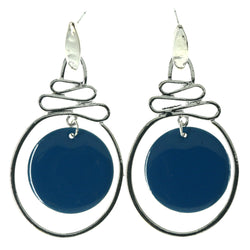 Silver-Tone & Blue Colored Metal Drop-Dangle-Earrings #LQE4432