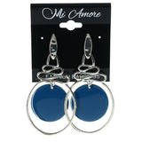 Silver-Tone & Blue Colored Metal Drop-Dangle-Earrings #LQE4432