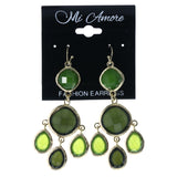 Faceted Dangle-Earrings With Bead Accents Green & Gold-Tone Colored #LQE4433