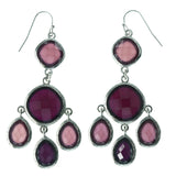 Faceted Dangle-Earrings With Bead Accents Purple & Silver-Tone Colored #LQE4434