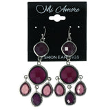 Faceted Dangle-Earrings With Bead Accents Purple & Silver-Tone Colored #LQE4434