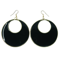 Black & Gold-Tone Colored Metal Dangle-Earrings #LQE4435