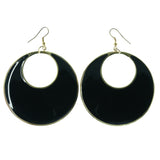 Black & Gold-Tone Colored Metal Dangle-Earrings #LQE4435