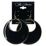 Black & Gold-Tone Colored Metal Dangle-Earrings #LQE4435