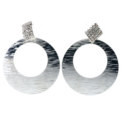 Textured Drop-Dangle-Earrings With Crystal Accents  Silver-Tone Color #LQE4438