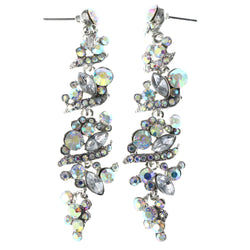 AB Finish Drop-Dangle-Earrings With Crystal Accents  Silver-Tone Color #LQE4441