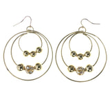 Gold-Tone Metal Dangle-Earrings With Crystal Accents #LQE4445