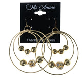 Gold-Tone Metal Dangle-Earrings With Crystal Accents #LQE4445