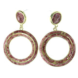 Pink & Gold-Tone Colored Metal Drop-Dangle-Earrings #LQE4448