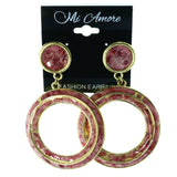 Pink & Gold-Tone Colored Metal Drop-Dangle-Earrings #LQE4448