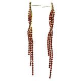 Red & Gold-Tone Colored Metal Dangle-Earrings With Crystal Accents #LQE4451