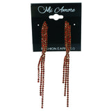 Red & Gold-Tone Colored Metal Dangle-Earrings With Crystal Accents #LQE4451