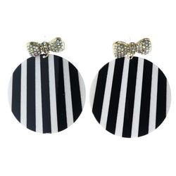 Striped AB Finish Bow -Dangle-Earrings Crystal Accents Colorful #LQE4455