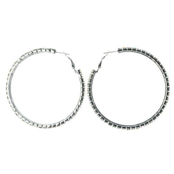 AB Finish Hoop-Earrings Crystal Accents Silver-Tone & Multi #LQE4456